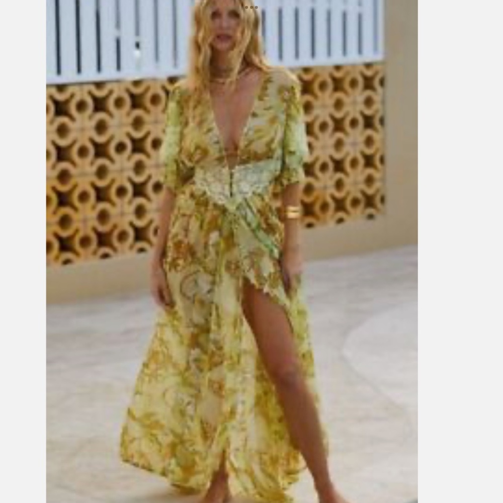 Chasing Unicorns Bohemian Maxi Dress in Green and Yellow
